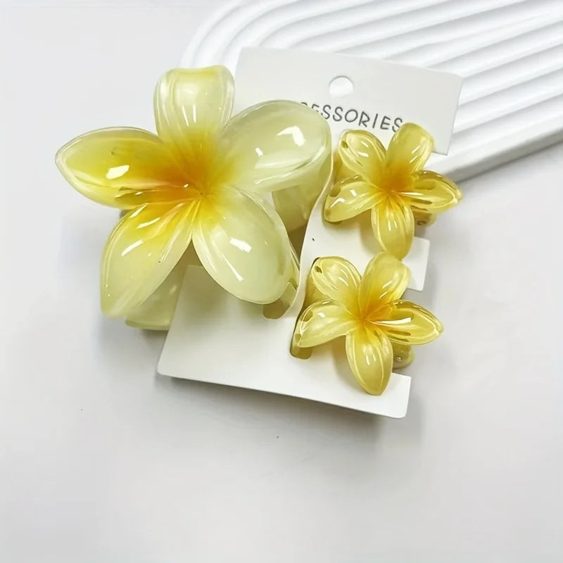 Colorful frangipani acrylic hairpins flower clips high-end and elegant women's hair accessories