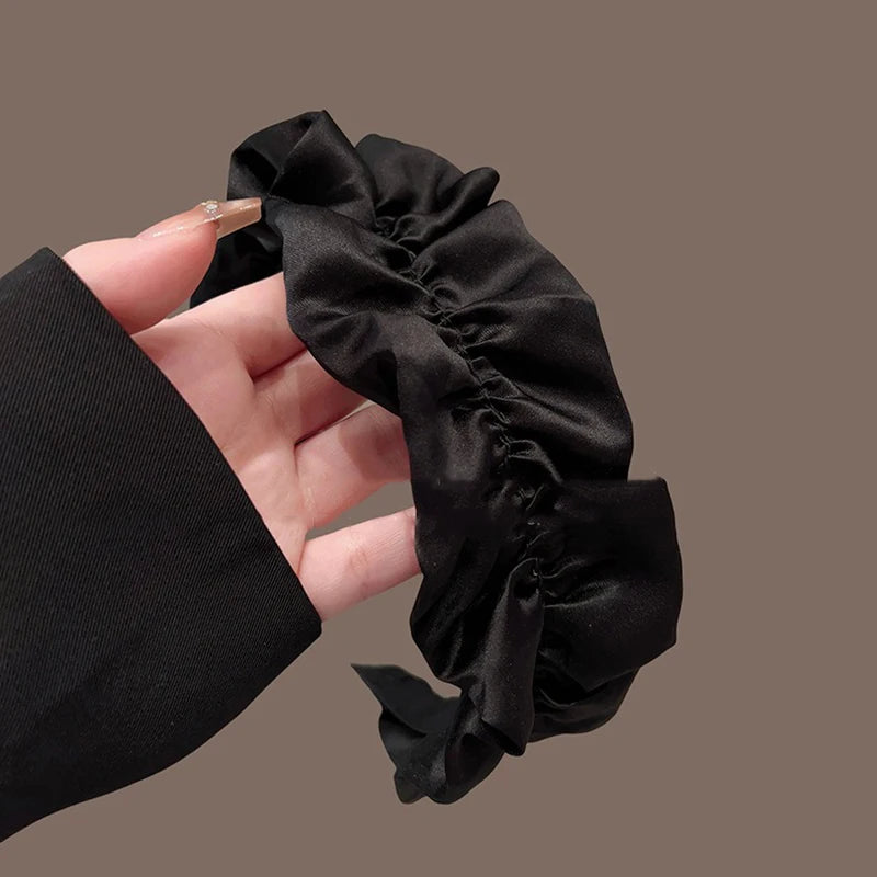 Mysterious Elegant Lightweight Luxuriou Handmade Ribbon Black High Calva Headband Convenient For Use Toothed Anti Slip Hair Clip
