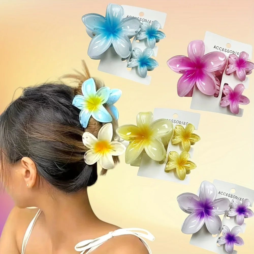 Colorful frangipani acrylic hairpins flower clips high-end and elegant women's hair accessories