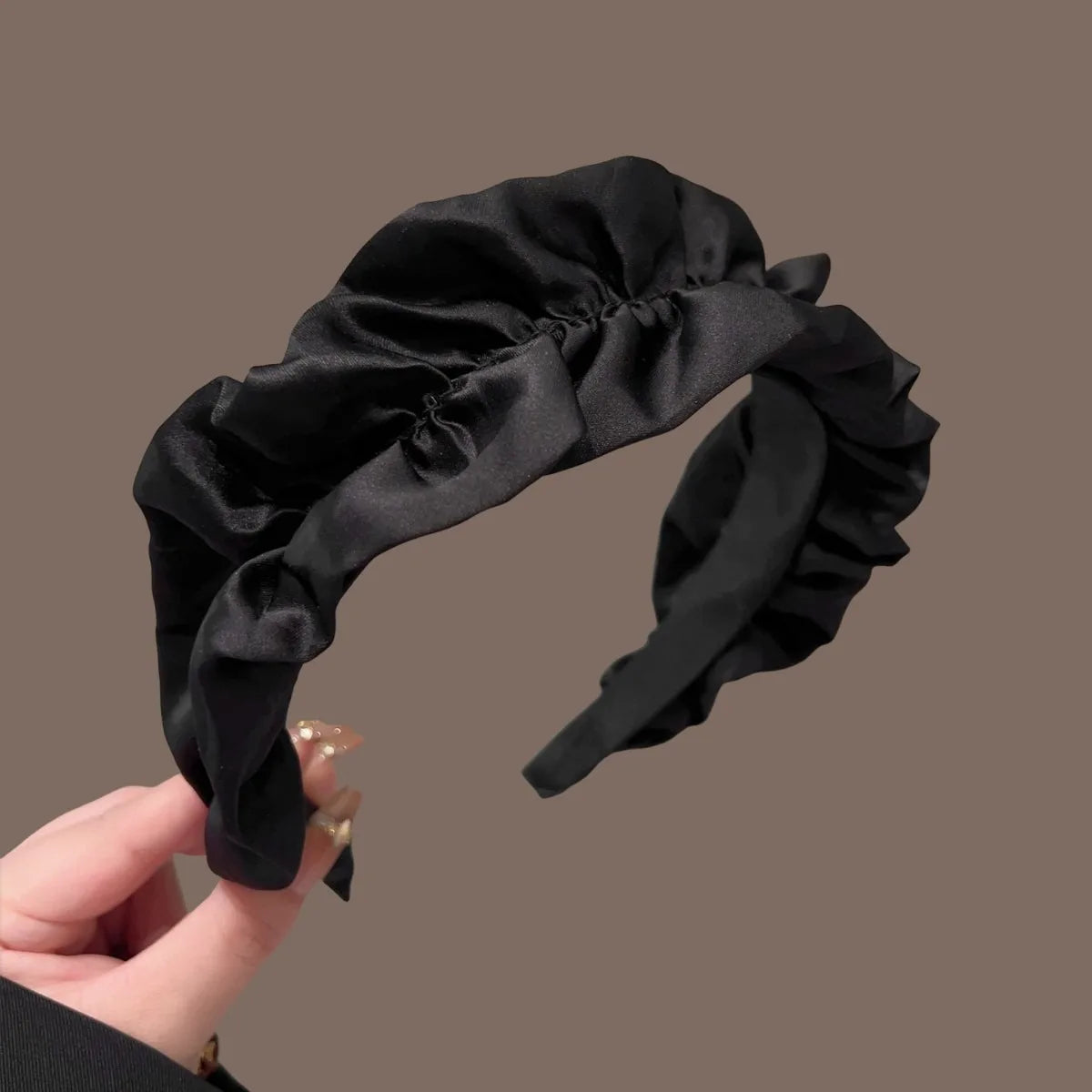 Mysterious Elegant Lightweight Luxuriou Handmade Ribbon Black High Calva Headband Convenient For Use Toothed Anti Slip Hair Clip