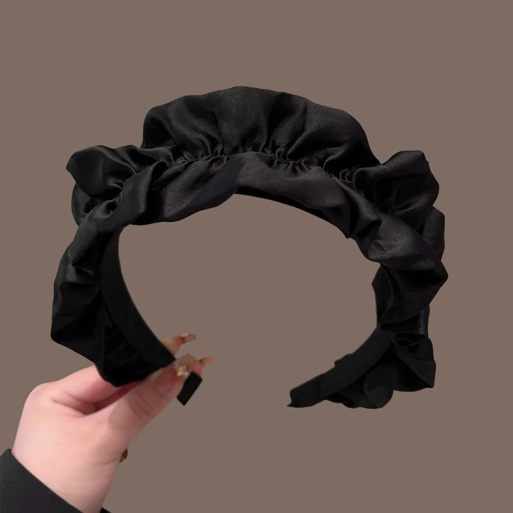 Mysterious Elegant Lightweight Luxuriou Handmade Ribbon Black High Calva Headband Convenient For Use Toothed Anti Slip Hair Clip
