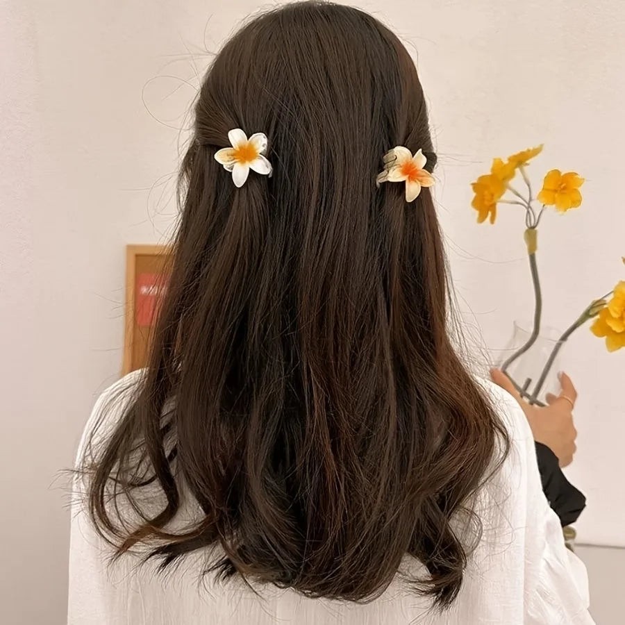 Colorful frangipani acrylic hairpins flower clips high-end and elegant women's hair accessories
